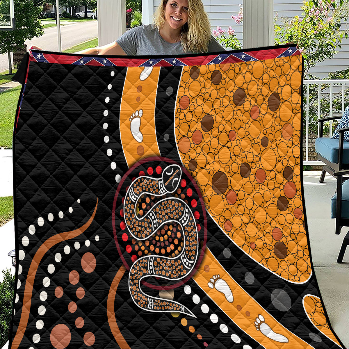 Aboriginal Snake Pattern Dot Art Quilt - Wonder Print Shop