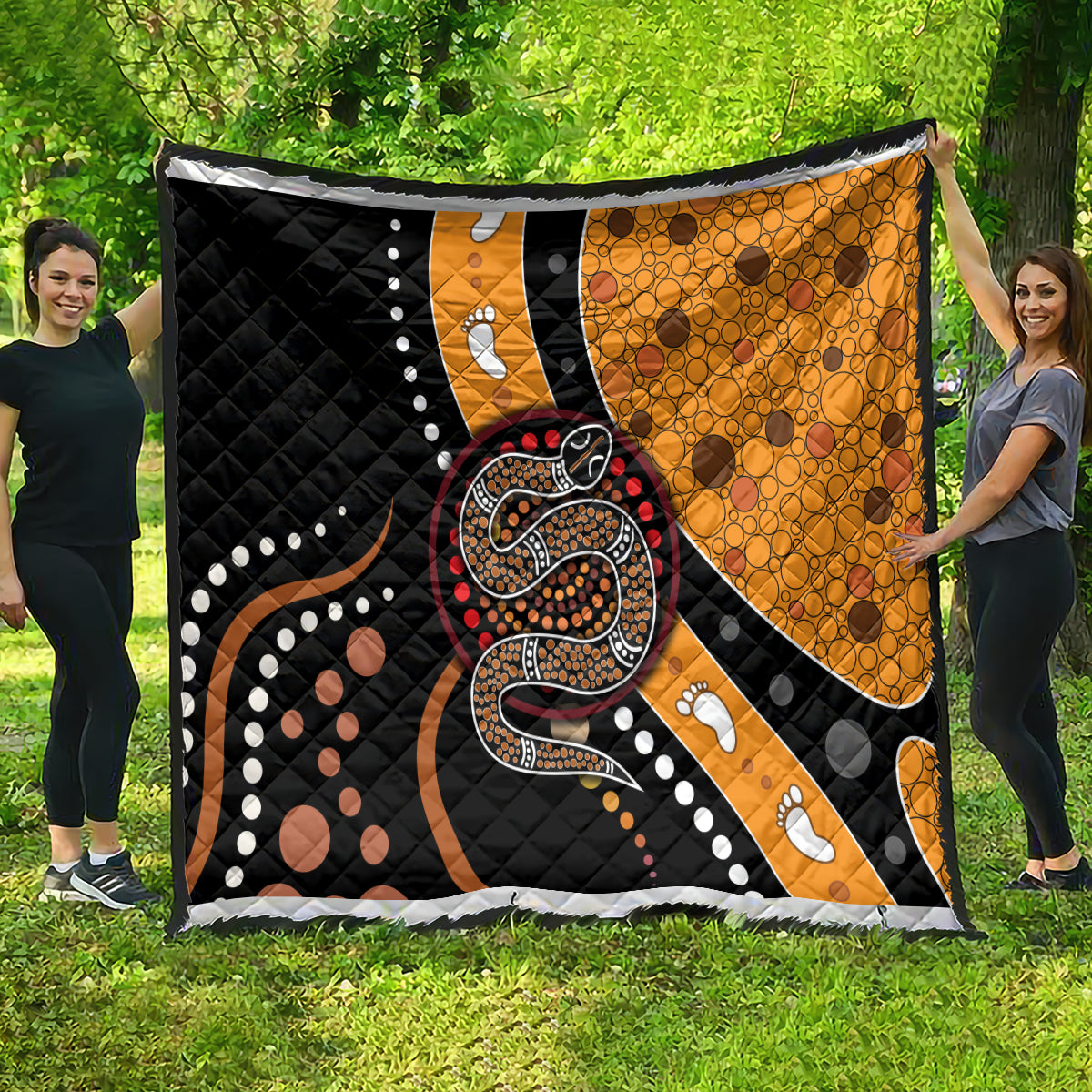Aboriginal Snake Pattern Dot Art Quilt - Wonder Print Shop