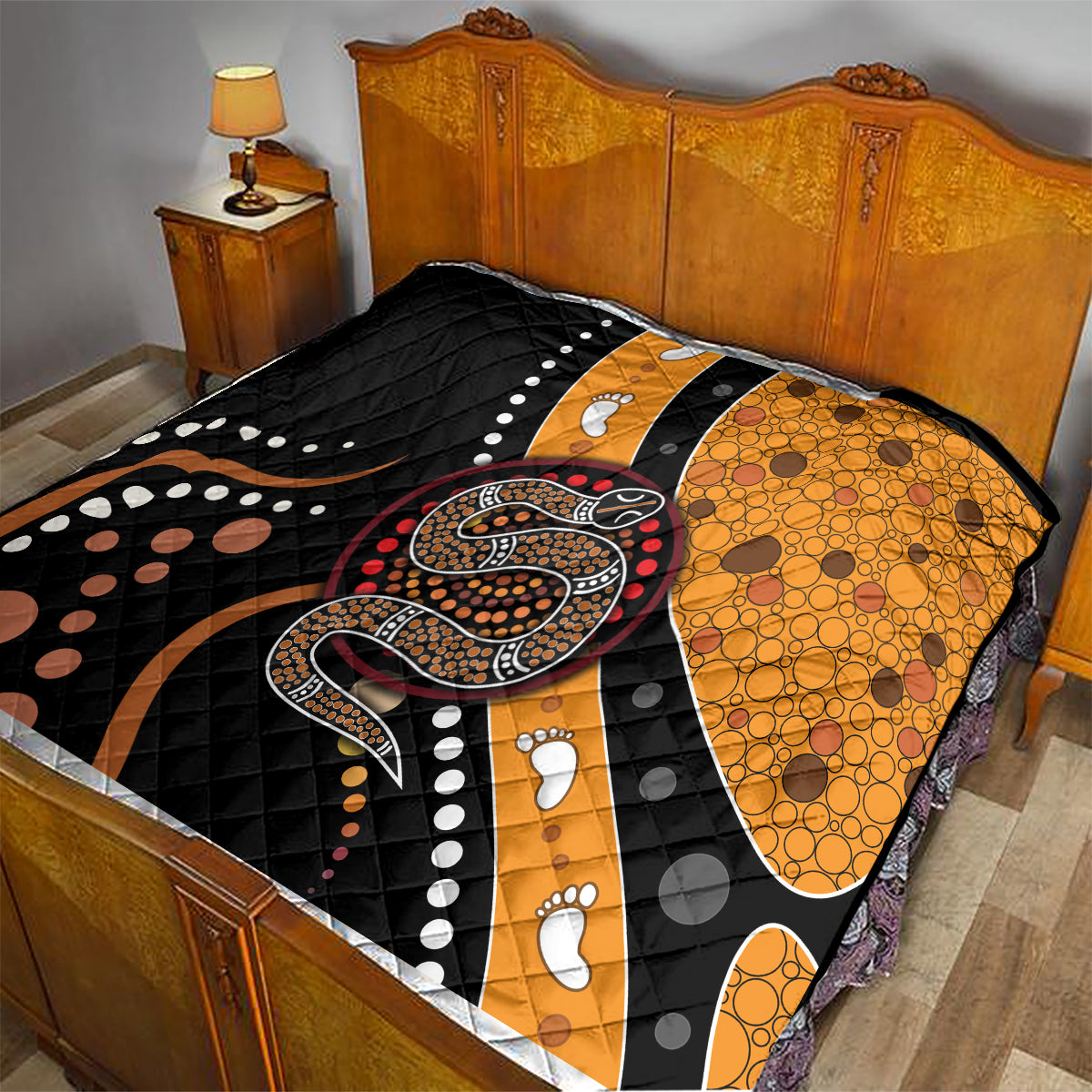 Aboriginal Snake Pattern Dot Art Quilt - Wonder Print Shop