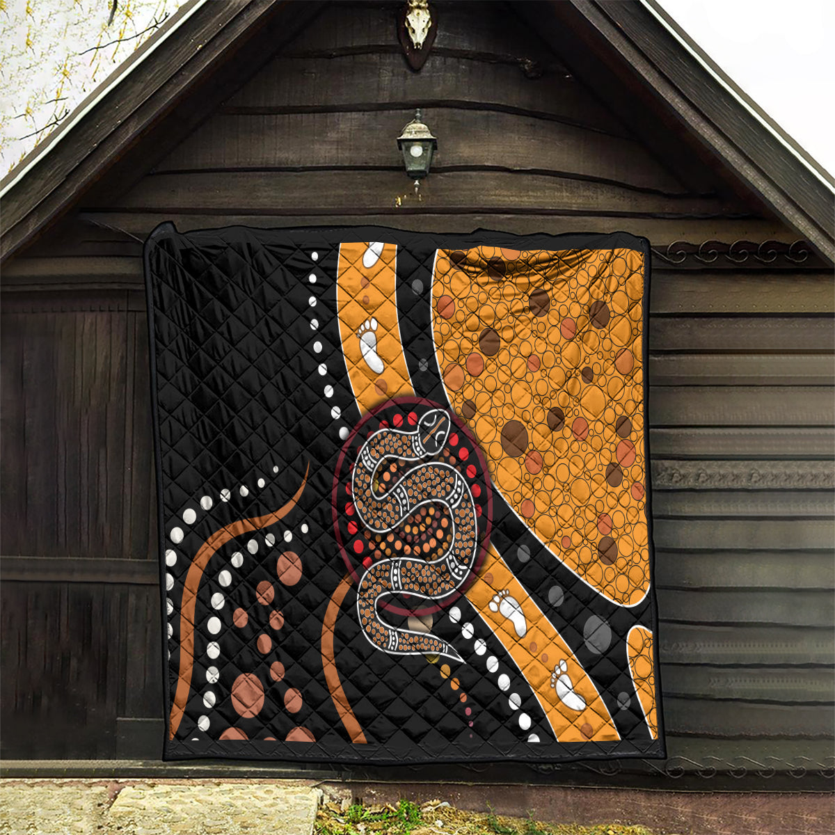 Aboriginal Snake Pattern Dot Art Quilt - Wonder Print Shop