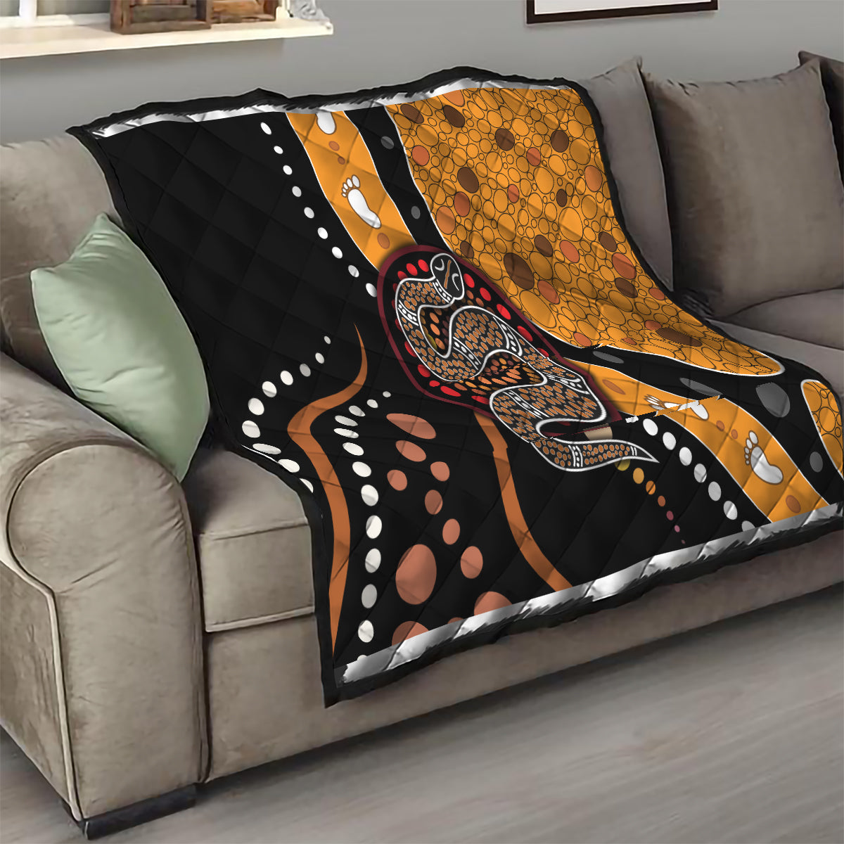 Aboriginal Snake Pattern Dot Art Quilt - Wonder Print Shop
