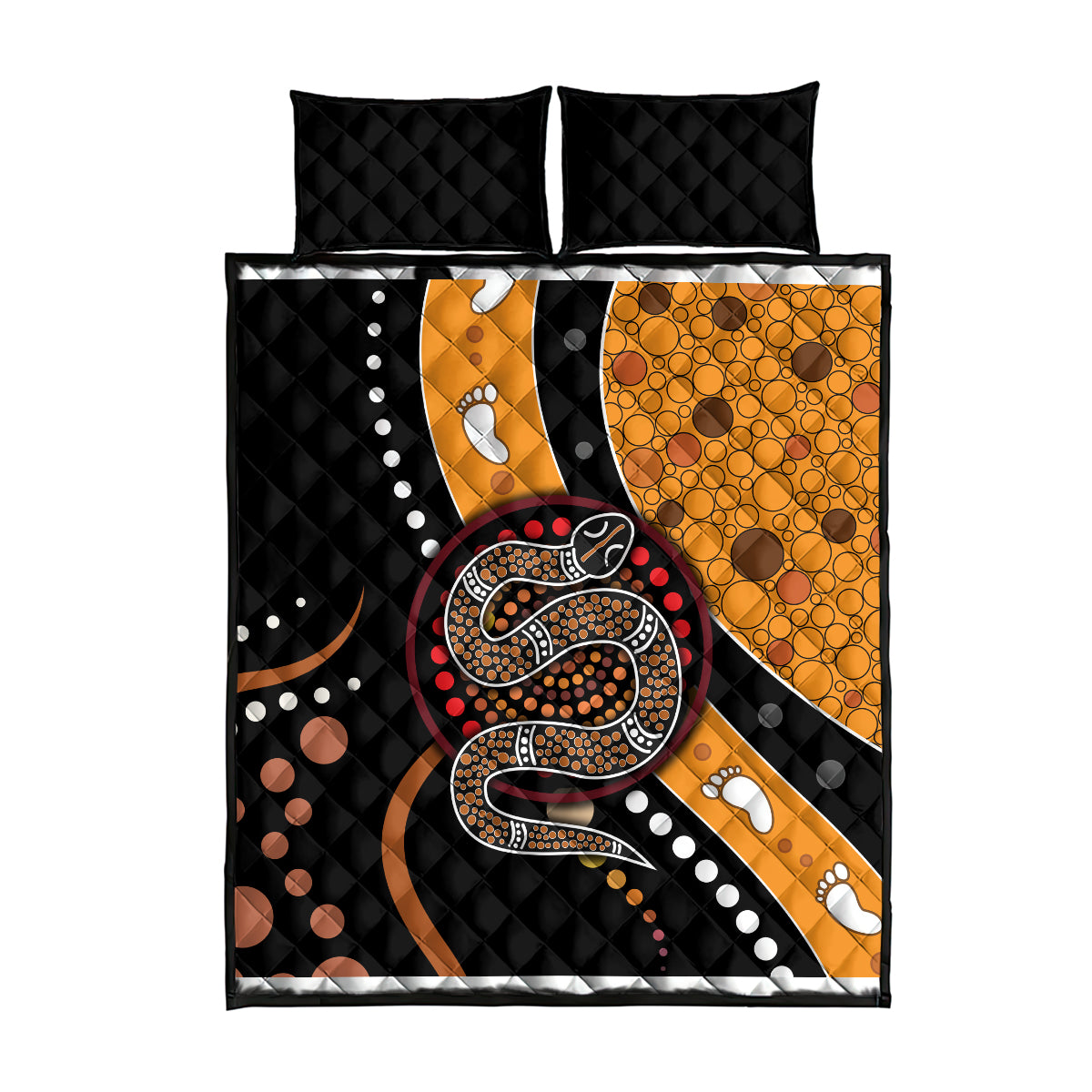 Aboriginal Snake Pattern Dot Art Quilt Bed Set - Wonder Print Shop
