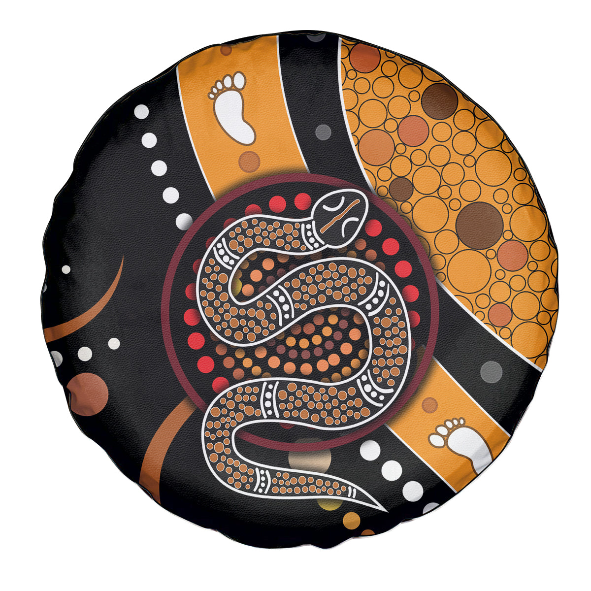 Aboriginal Snake Pattern Dot Art Spare Tire Cover - Wonder Print Shop