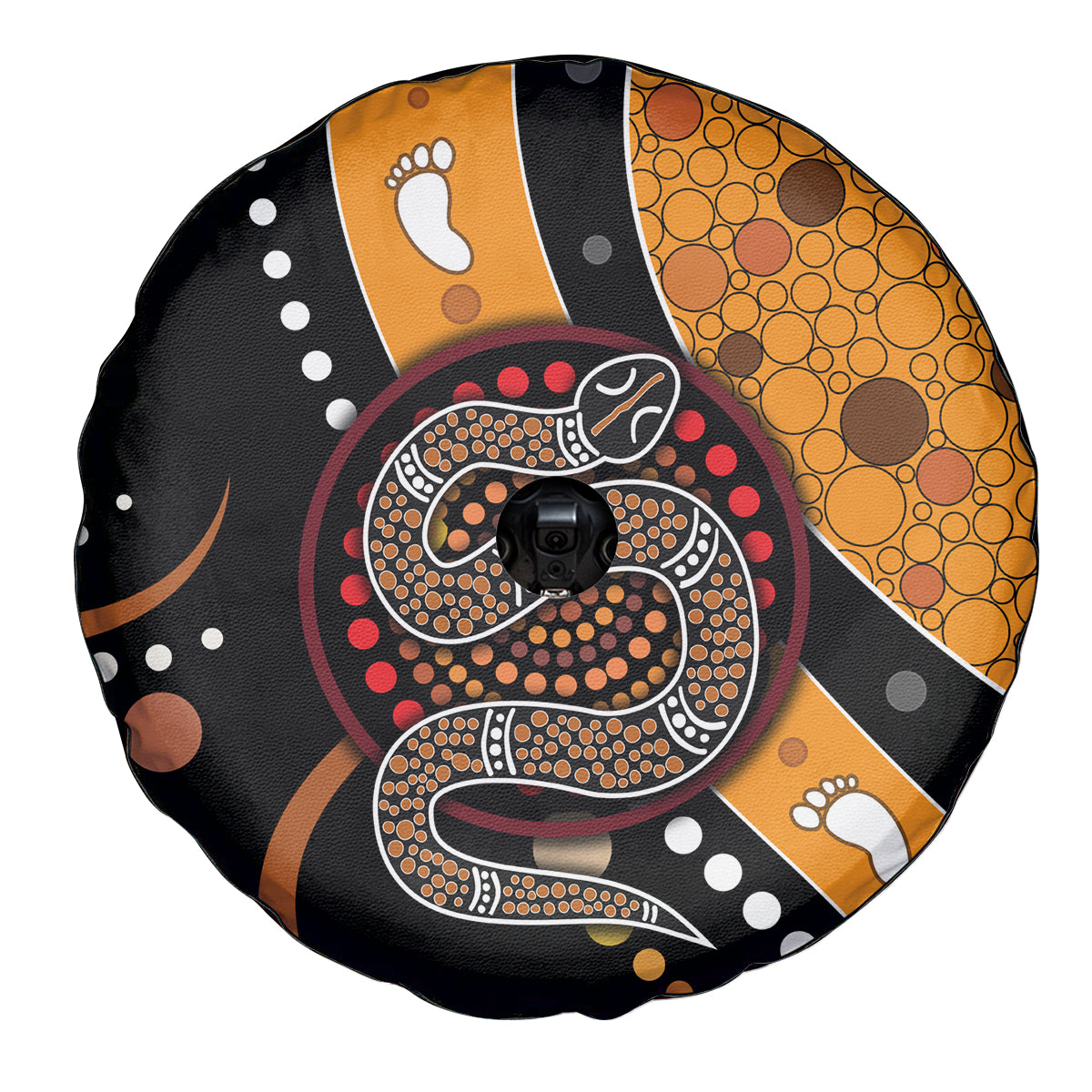 Aboriginal Snake Pattern Dot Art Spare Tire Cover - Wonder Print Shop