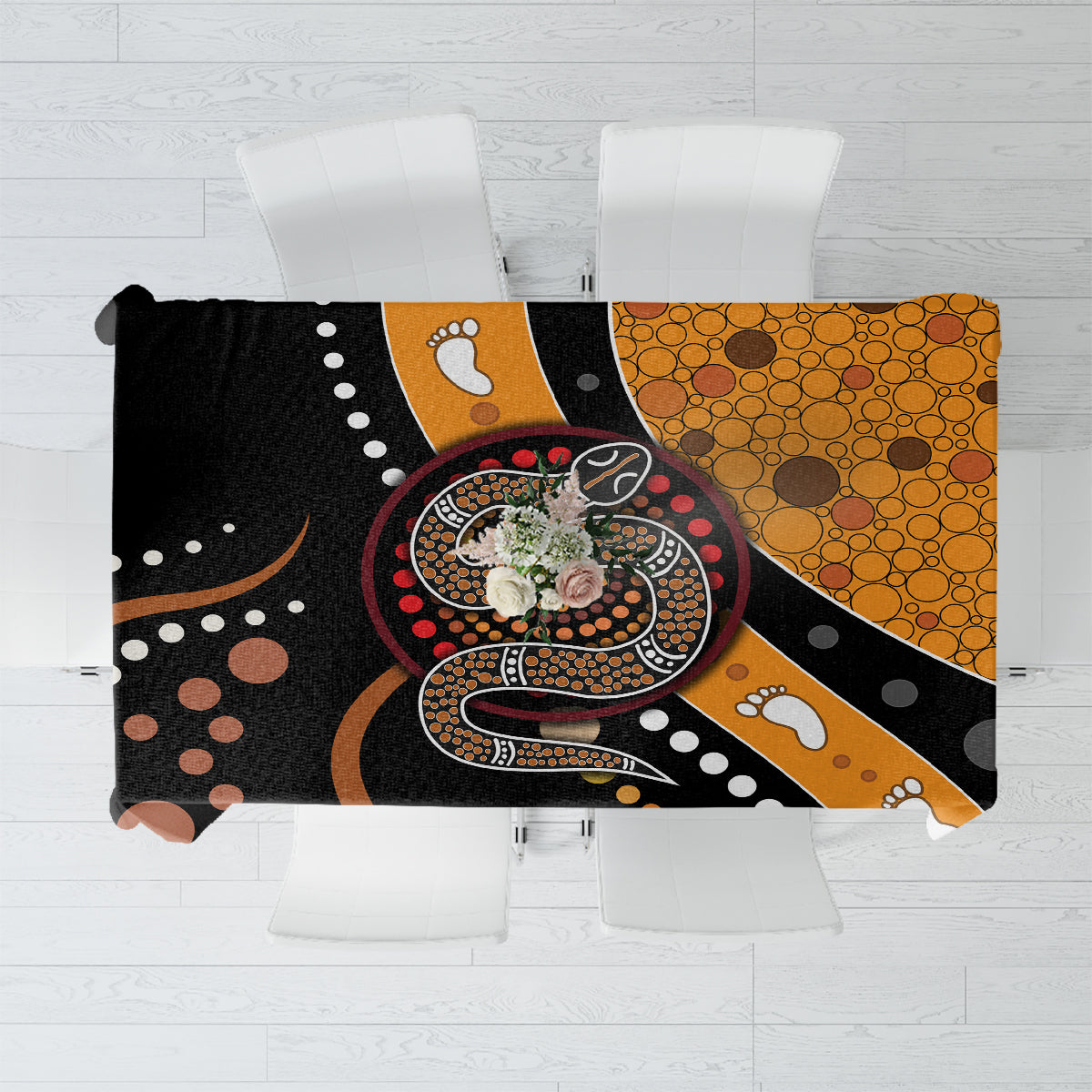 Aboriginal Snake Pattern Dot Art Tablecloth - Wonder Print Shop