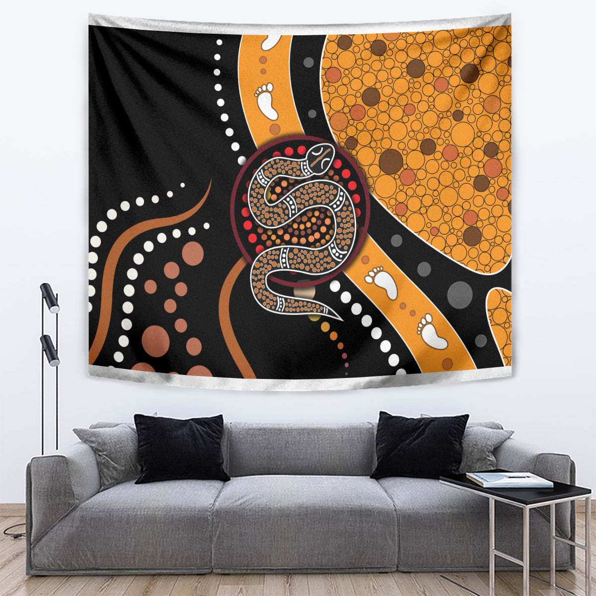 Aboriginal Snake Pattern Dot Art Tapestry - Wonder Print Shop