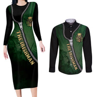 The Irish Man 3D Zip Art Couples Matching Long Sleeve Bodycon Dress and Long Sleeve Button Shirt - Wonder Print Shop
