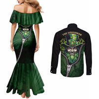 The Irish Man 3D Zip Art Couples Matching Mermaid Dress and Long Sleeve Button Shirt