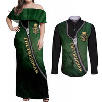The Irish Man 3D Zip Art Couples Matching Off Shoulder Maxi Dress and Long Sleeve Button Shirt - Wonder Print Shop