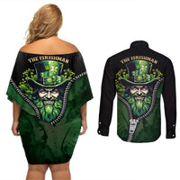 The Irish Man 3D Zip Art Couples Matching Off Shoulder Short Dress and Long Sleeve Button Shirt - Wonder Print Shop