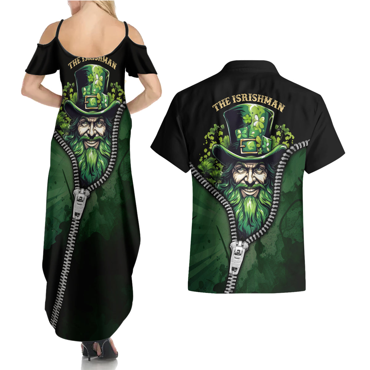 The Irish Man 3D Zip Art Couples Matching Summer Maxi Dress and Hawaiian Shirt - Wonder Print Shop