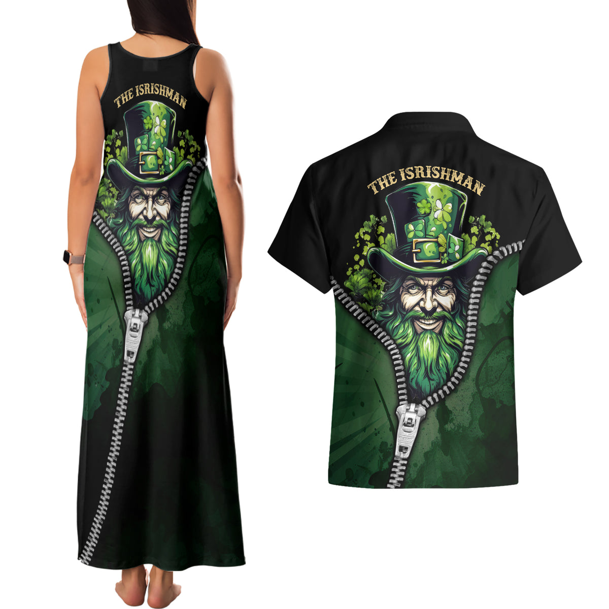 The Irish Man 3D Zip Art Couples Matching Tank Maxi Dress and Hawaiian Shirt - Wonder Print Shop