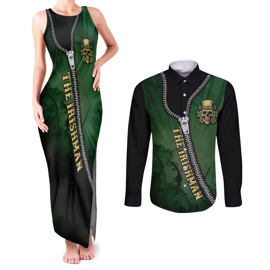 The Irish Man 3D Zip Art Couples Matching Tank Maxi Dress and Long Sleeve Button Shirt - Wonder Print Shop