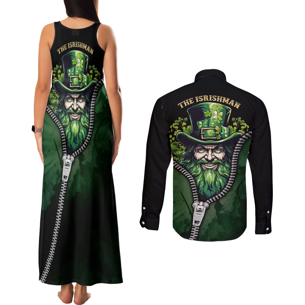 The Irish Man 3D Zip Art Couples Matching Tank Maxi Dress and Long Sleeve Button Shirt - Wonder Print Shop