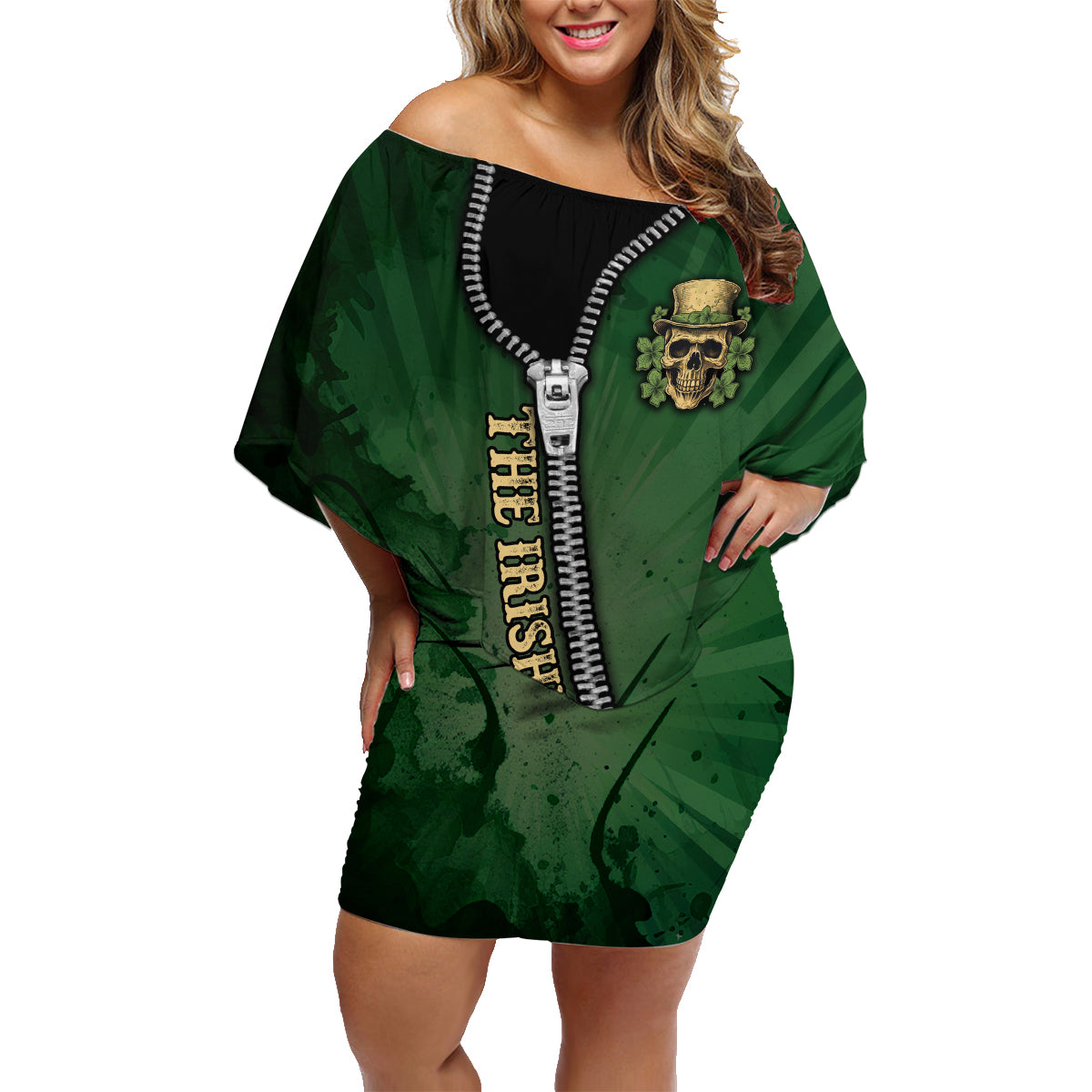 The Irish Man 3D Zip Art Family Matching Off Shoulder Short Dress and Hawaiian Shirt - Wonder Print Shop