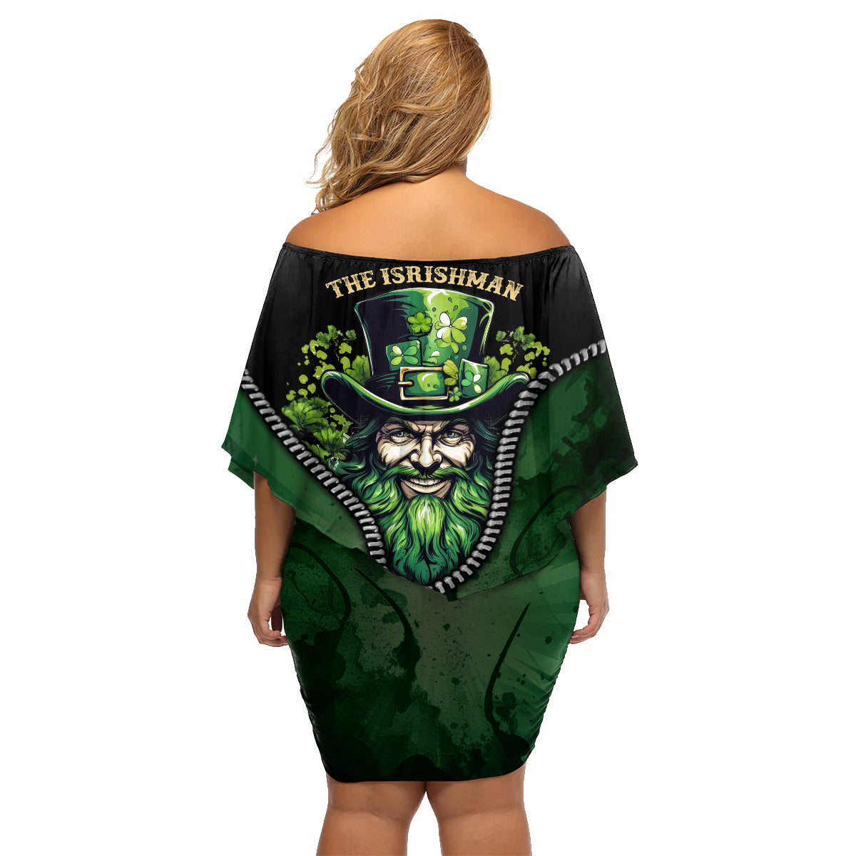The Irish Man 3D Zip Art Family Matching Off Shoulder Short Dress and Hawaiian Shirt - Wonder Print Shop