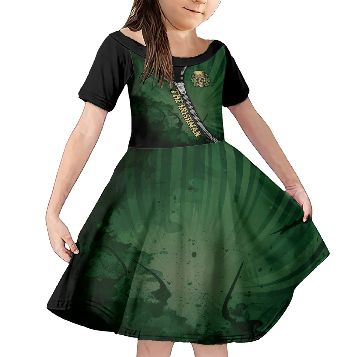 The Irish Man 3D Zip Art Family Matching Short Sleeve Bodycon Dress and Hawaiian Shirt - Wonder Print Shop