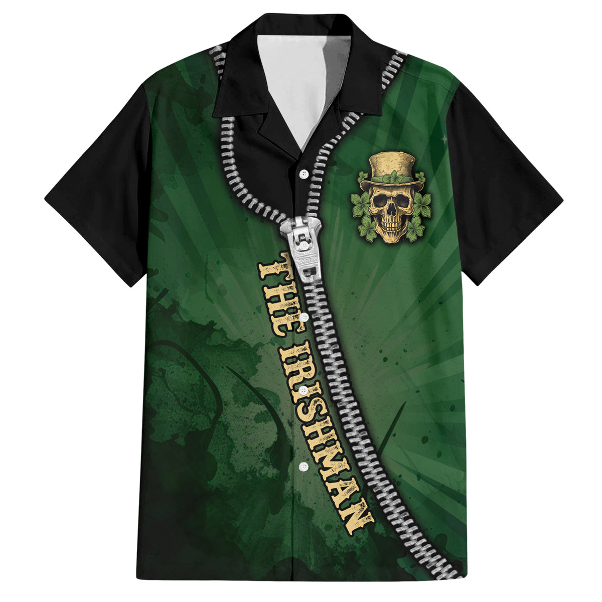 The Irish Man 3D Zip Art Family Matching Short Sleeve Bodycon Dress and Hawaiian Shirt - Wonder Print Shop