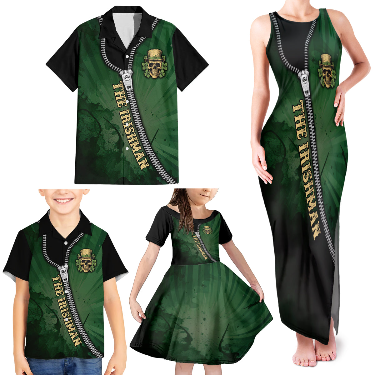 The Irish Man 3D Zip Art Family Matching Tank Maxi Dress and Hawaiian Shirt - Wonder Print Shop