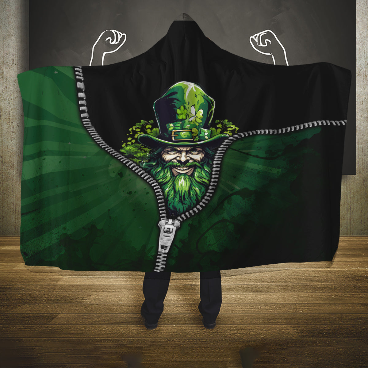 The Irish Man 3D Zip Art Hooded Blanket