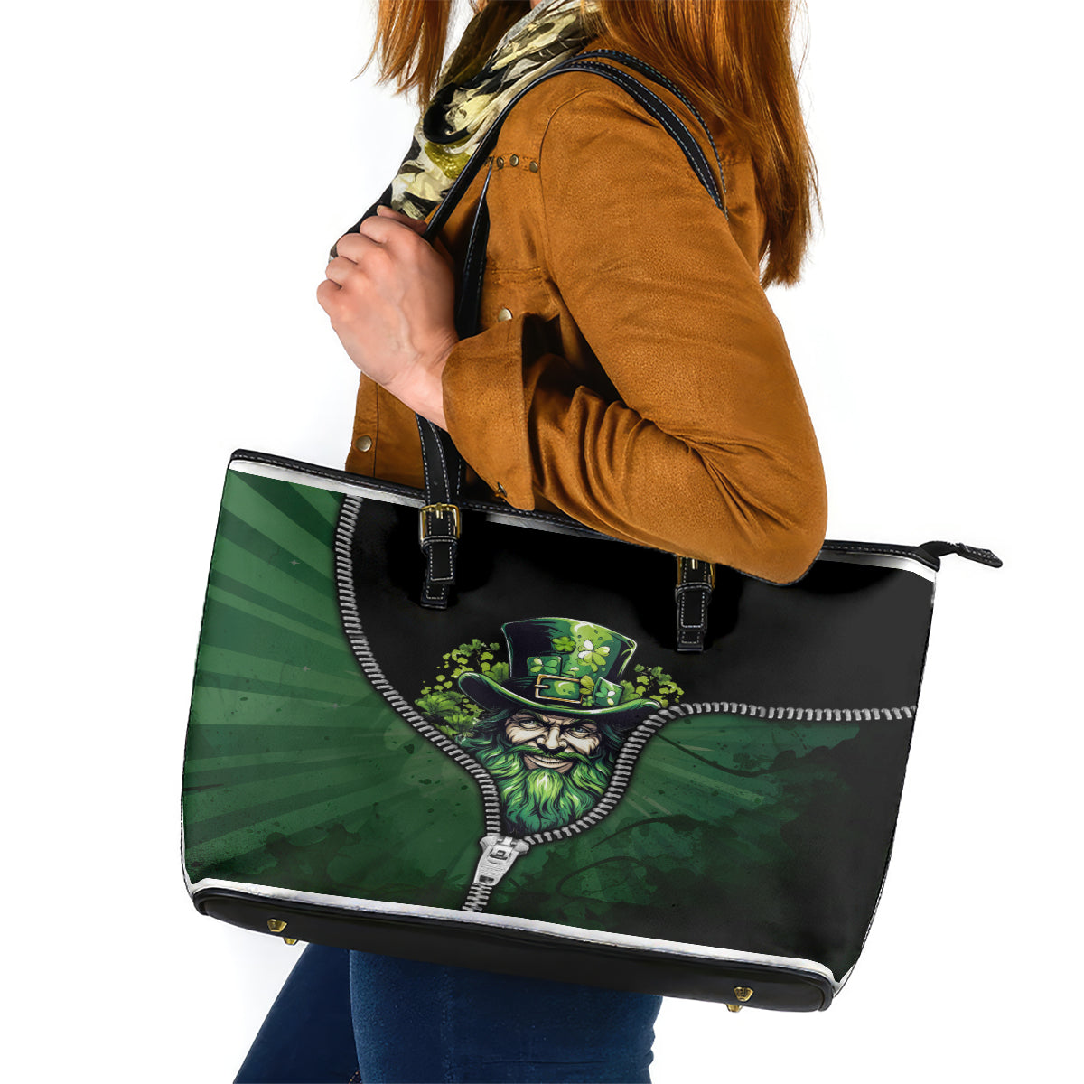 The Irish Man 3D Zip Art Leather Tote Bag - Wonder Print Shop