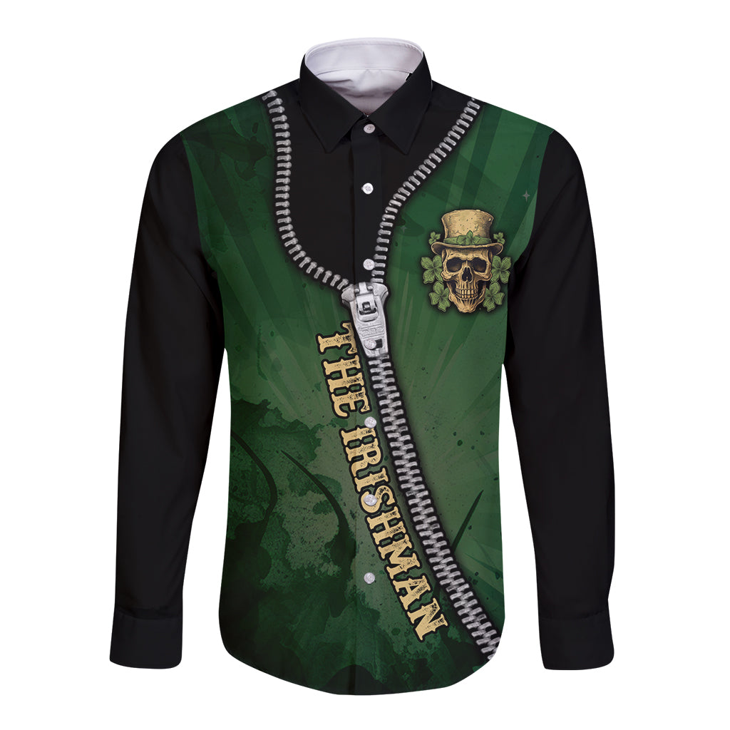 The Irish Man 3D Zip Art Long Sleeve Button Shirt - Wonder Print Shop