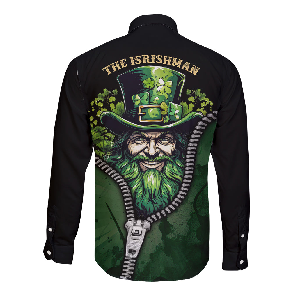 The Irish Man 3D Zip Art Long Sleeve Button Shirt - Wonder Print Shop