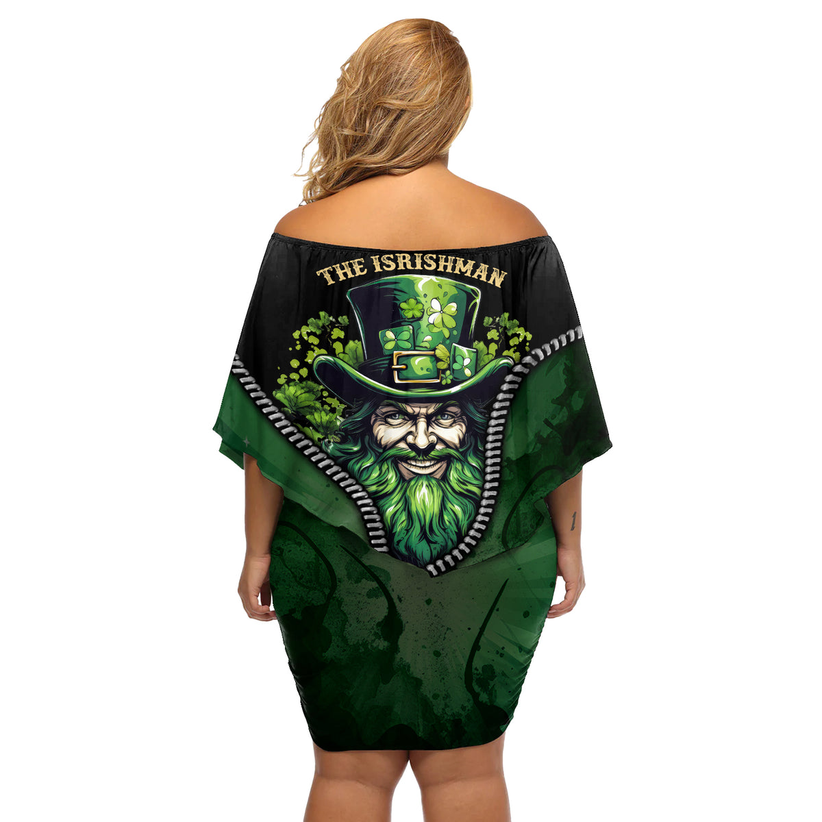 The Irish Man 3D Zip Art Off Shoulder Short Dress - Wonder Print Shop