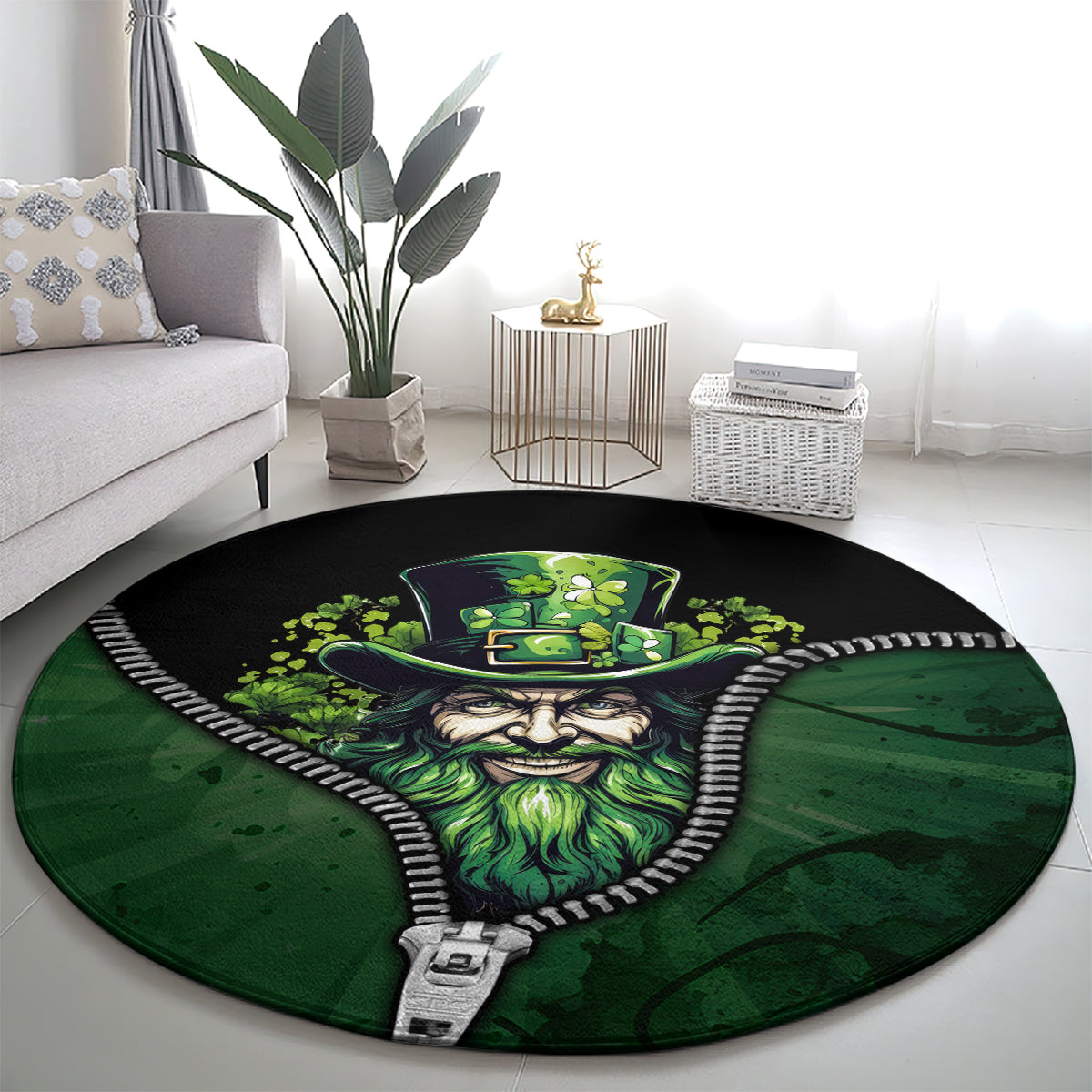 The Irish Man 3D Zip Art Round Carpet