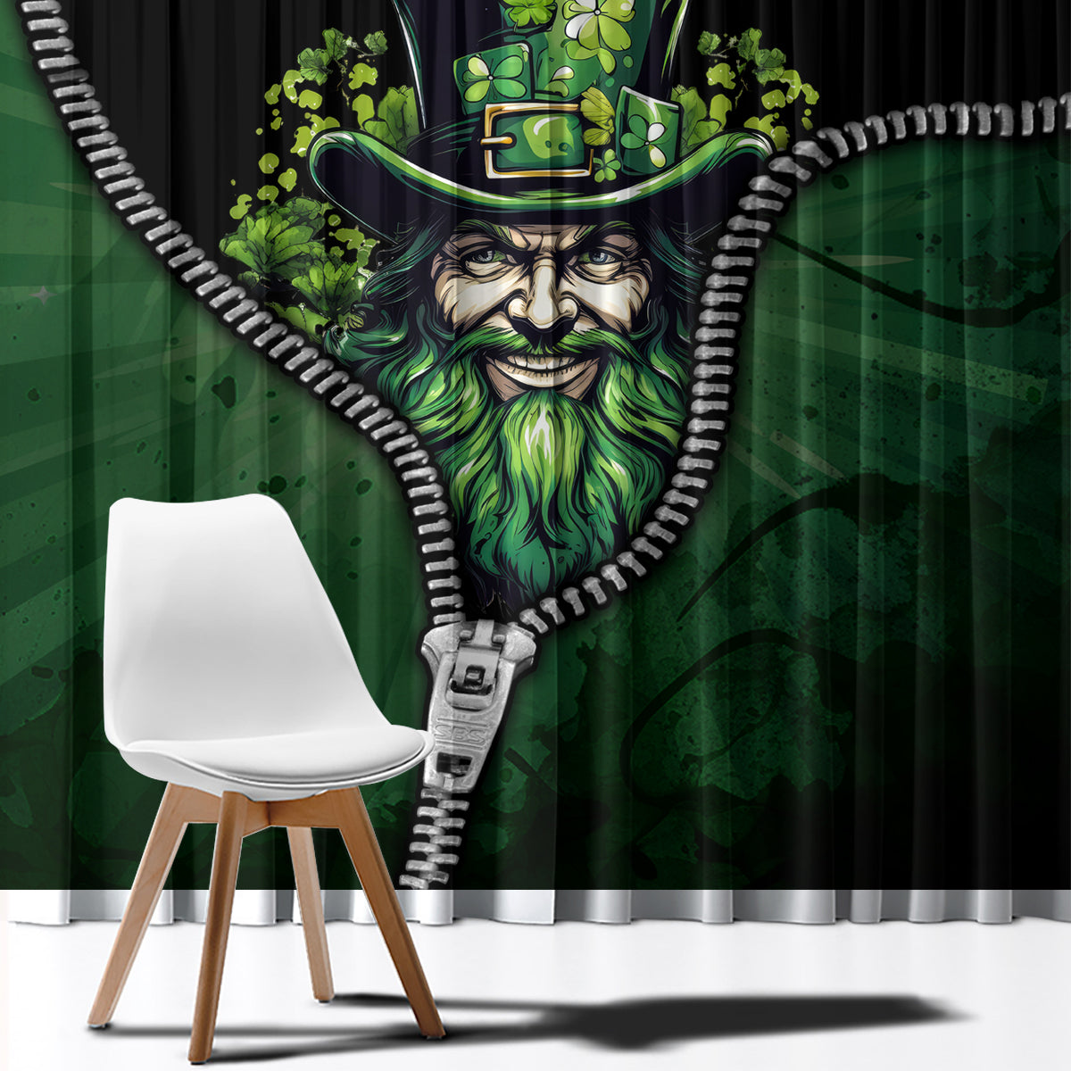 The Irish Man 3D Zip Art Window Curtain - Wonder Print Shop