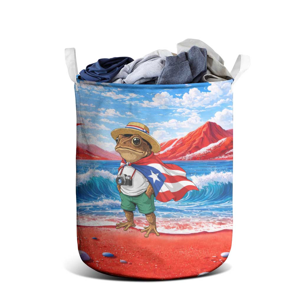 Coqui Frog Puerto Rico Flag Laundry Basket Taino Boricua Puerto Rican