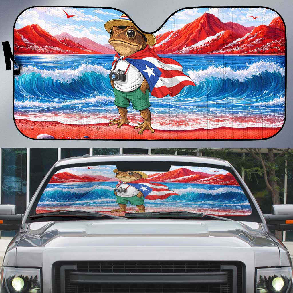 Coqui Frog Puerto Rico Flag Auto Sun Shade Taino Boricua Puerto Rican
