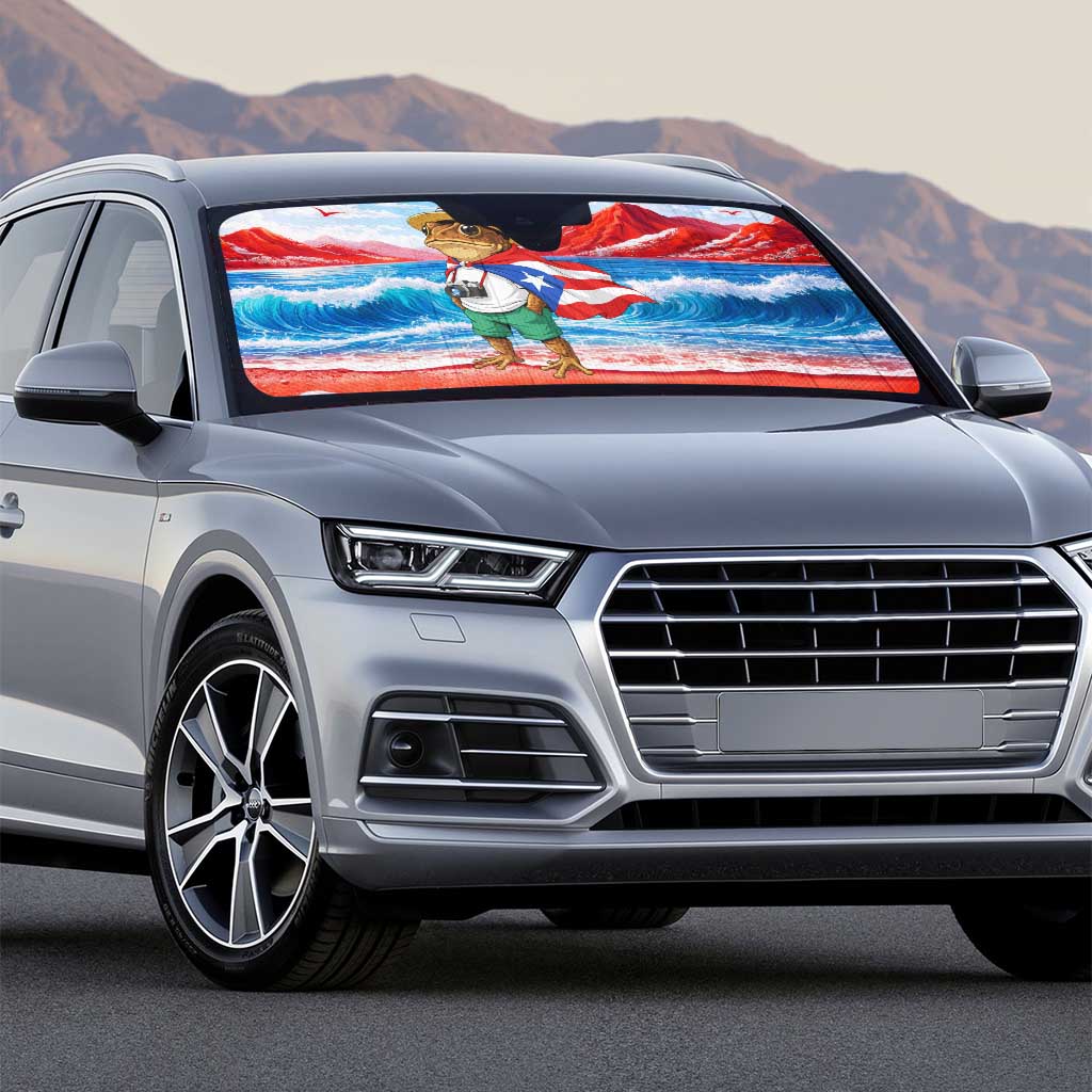 Coqui Frog Puerto Rico Flag Auto Sun Shade Taino Boricua Puerto Rican