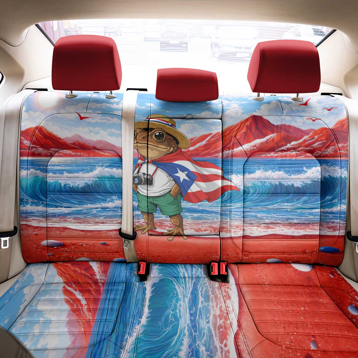 Coqui Frog Puerto Rico Flag Back Car Seat Cover Taino Boricua Puerto Rican