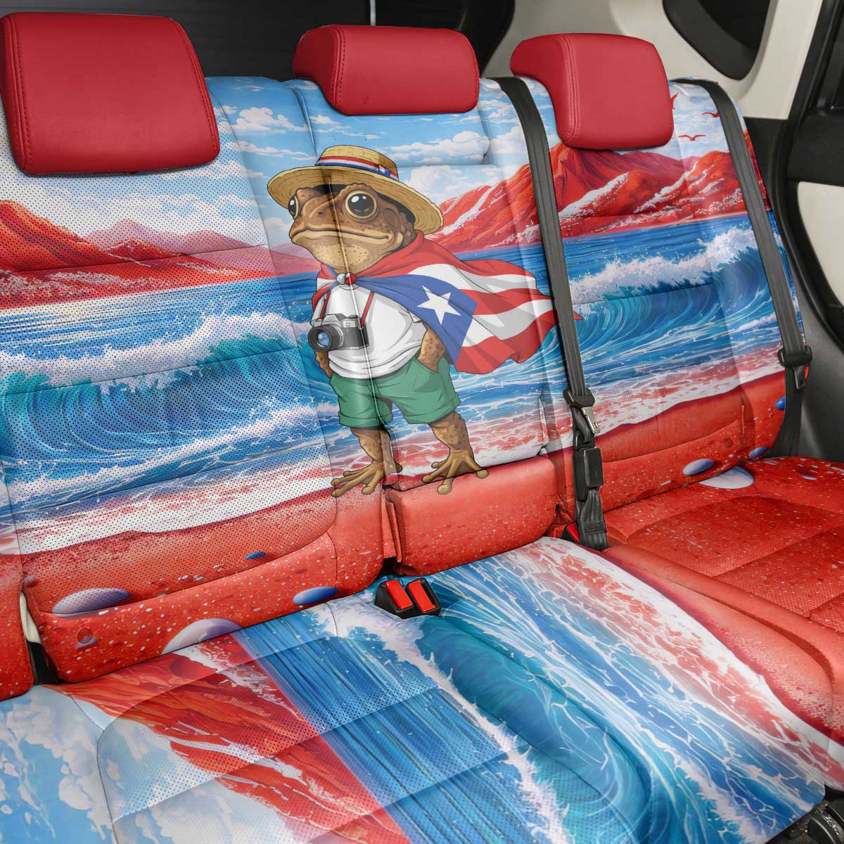 Coqui Frog Puerto Rico Flag Back Car Seat Cover Taino Boricua Puerto Rican