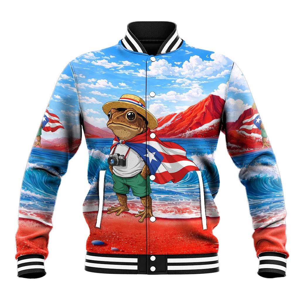 Coqui Frog Puerto Rico Flag Baseball Jacket Taino Boricua Puerto Rican