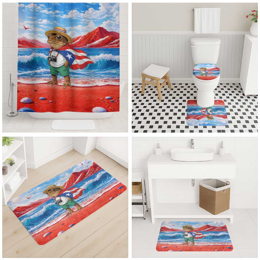 Coqui Frog Puerto Rico Flag Bathroom Set Taino Boricua Puerto Rican