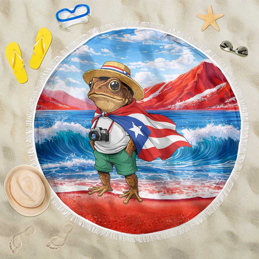 Coqui Frog Puerto Rico Flag Beach Blanket Taino Boricua Puerto Rican
