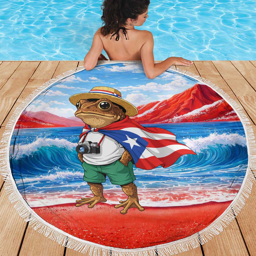 Coqui Frog Puerto Rico Flag Beach Blanket Taino Boricua Puerto Rican