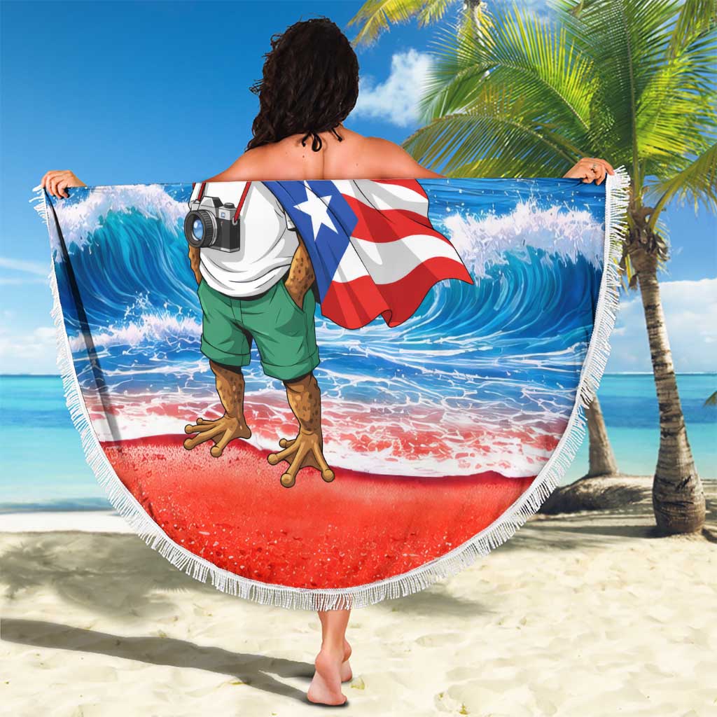 Coqui Frog Puerto Rico Flag Beach Blanket Taino Boricua Puerto Rican