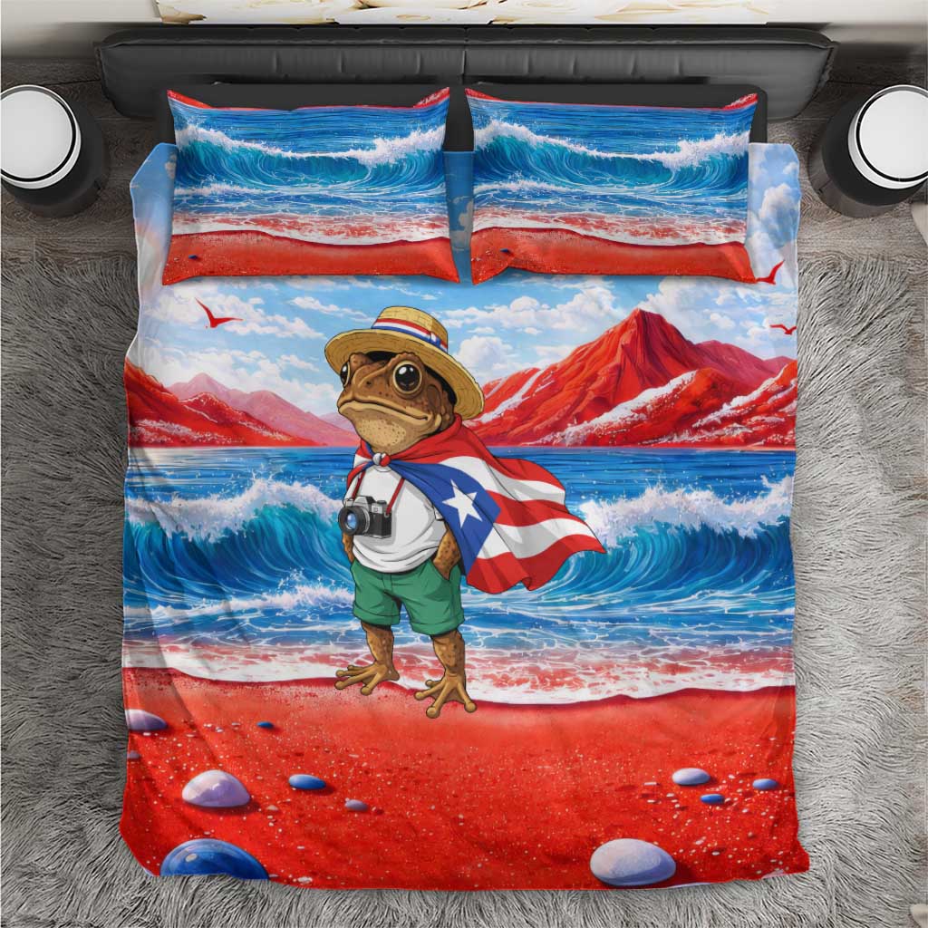 Coqui Frog Puerto Rico Flag Bedding Set Taino Boricua Puerto Rican