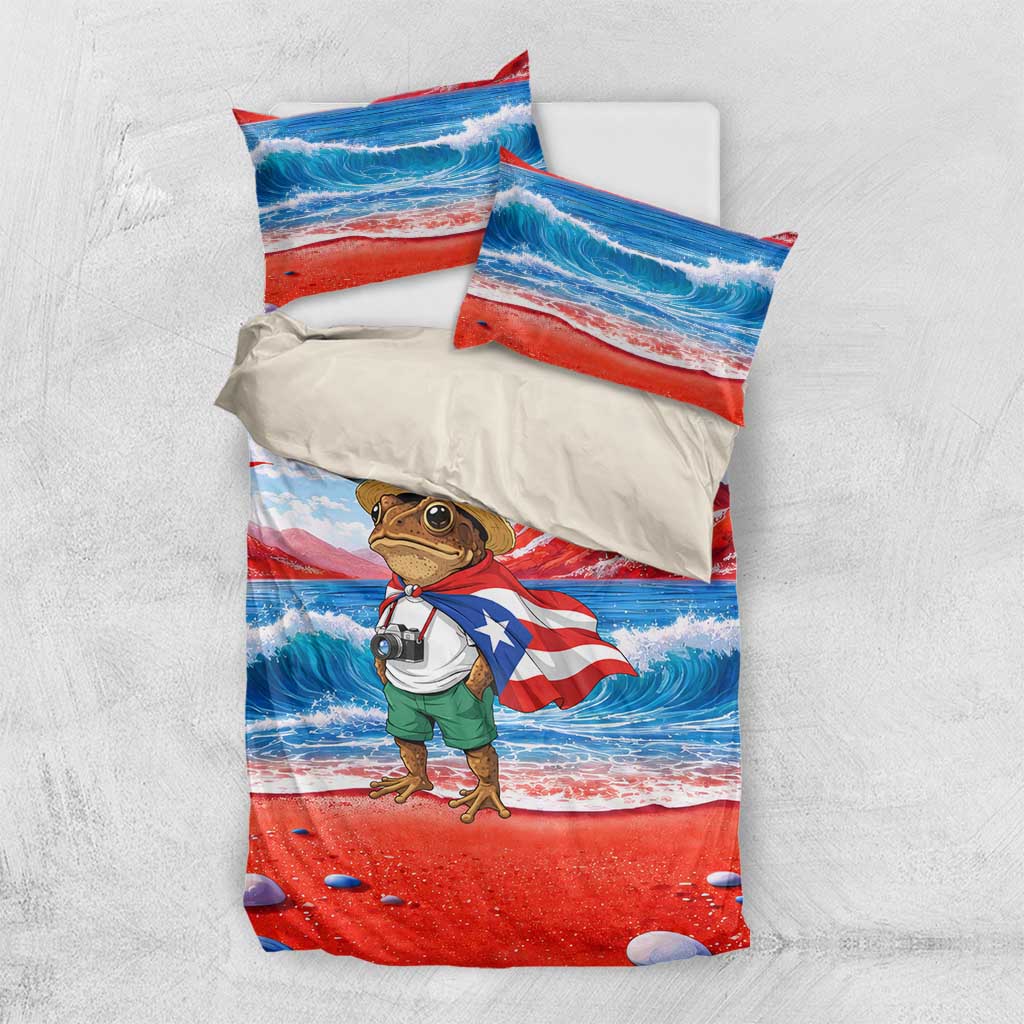 Coqui Frog Puerto Rico Flag Bedding Set Taino Boricua Puerto Rican