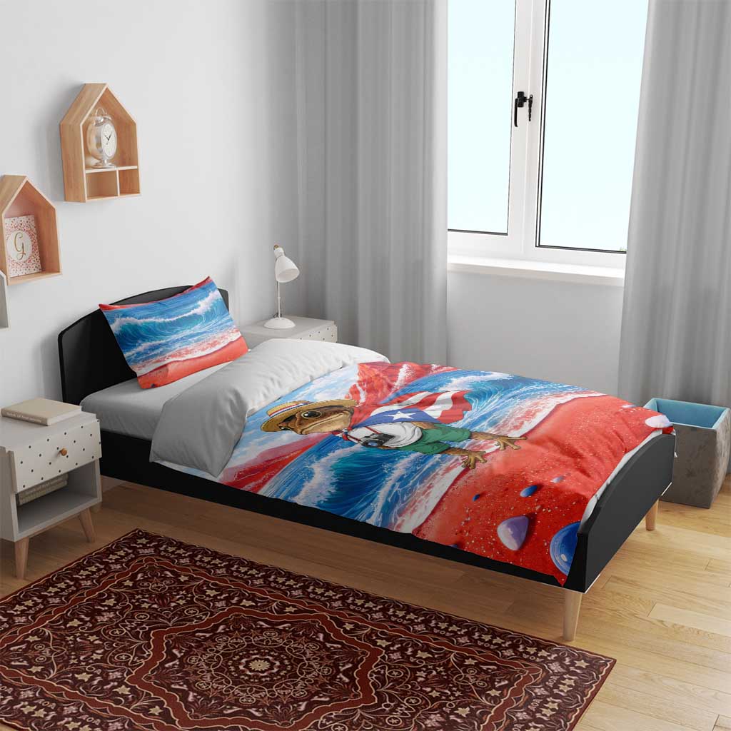 Coqui Frog Puerto Rico Flag Bedding Set Taino Boricua Puerto Rican