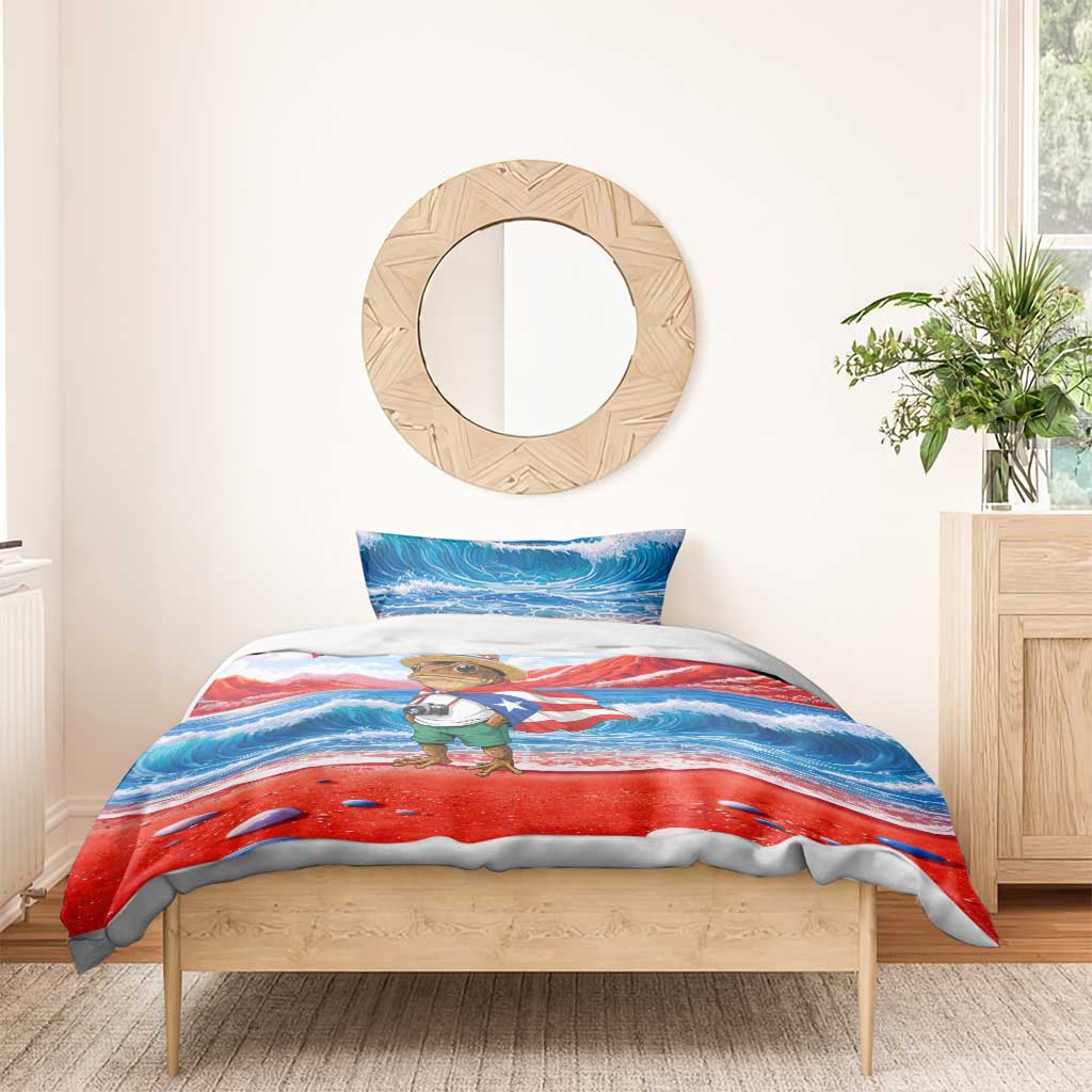 Coqui Frog Puerto Rico Flag Bedding Set Taino Boricua Puerto Rican