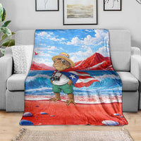Coqui Frog Puerto Rico Flag Blanket Taino Boricua Puerto Rican