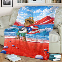 Coqui Frog Puerto Rico Flag Blanket Taino Boricua Puerto Rican