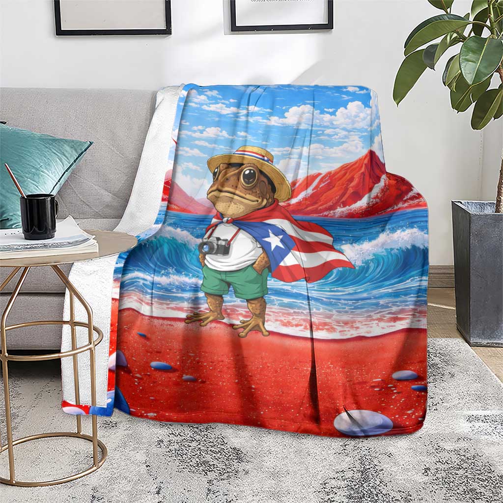 Coqui Frog Puerto Rico Flag Blanket Taino Boricua Puerto Rican