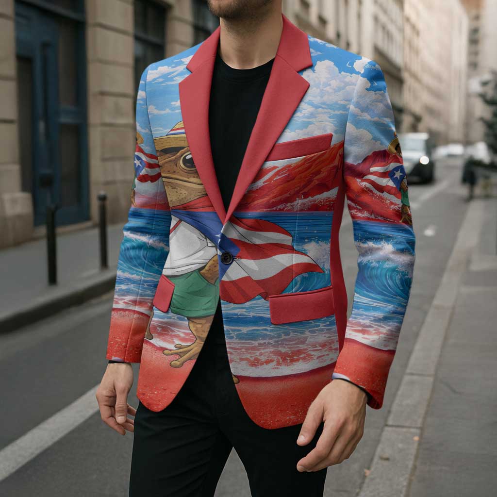 Coqui Frog Puerto Rico Flag Blazer Taino Boricua Puerto Rican