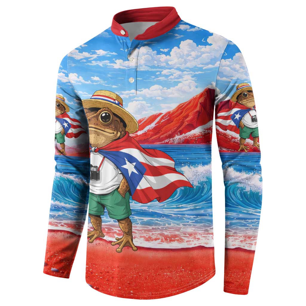 Coqui Frog Puerto Rico Flag Button Sweatshirt Taino Boricua Puerto Rican