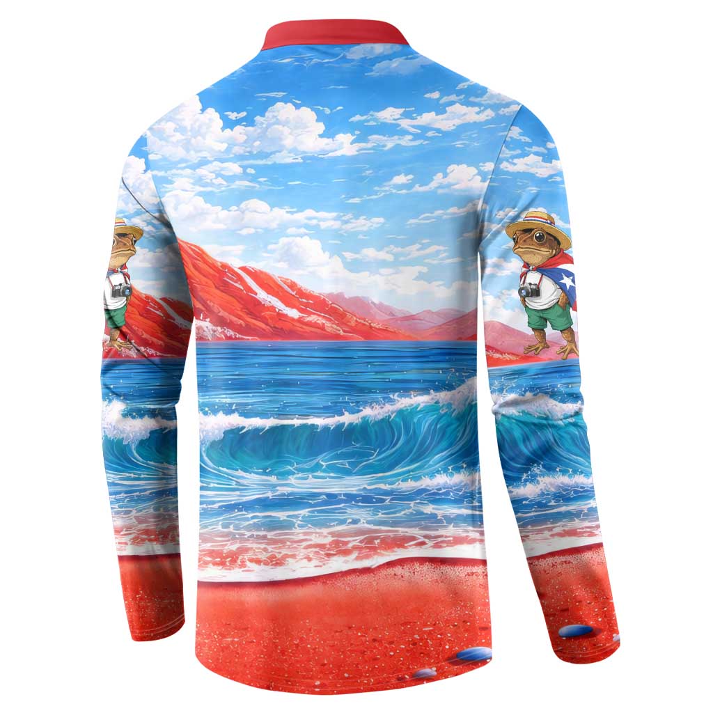 Coqui Frog Puerto Rico Flag Button Sweatshirt Taino Boricua Puerto Rican